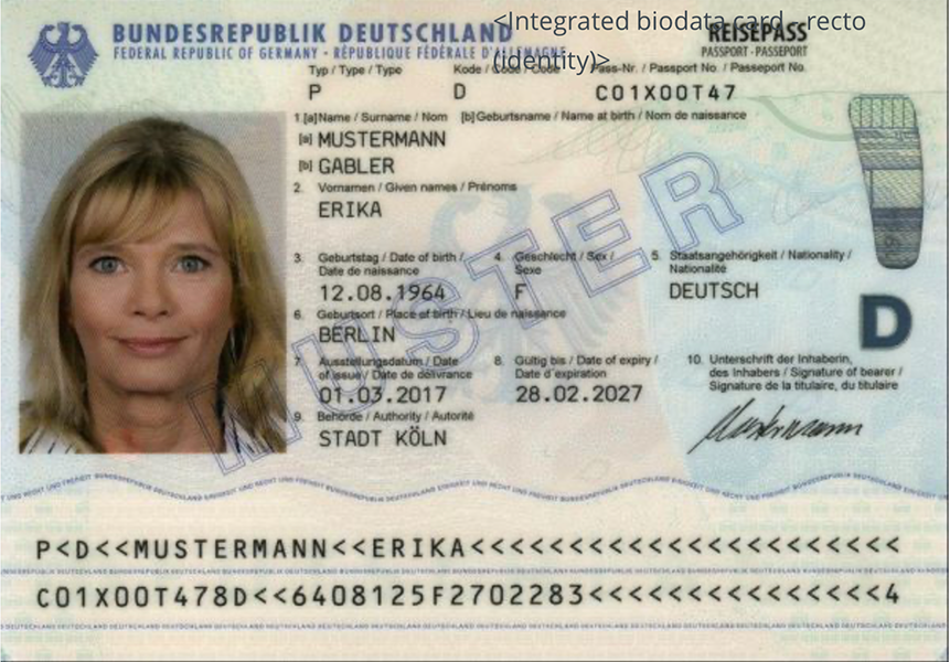 Example of a passport page photo